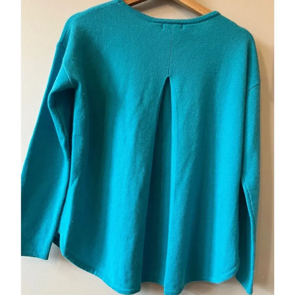 Premise Cashmere Sweater Split Back Ladies Small Blue